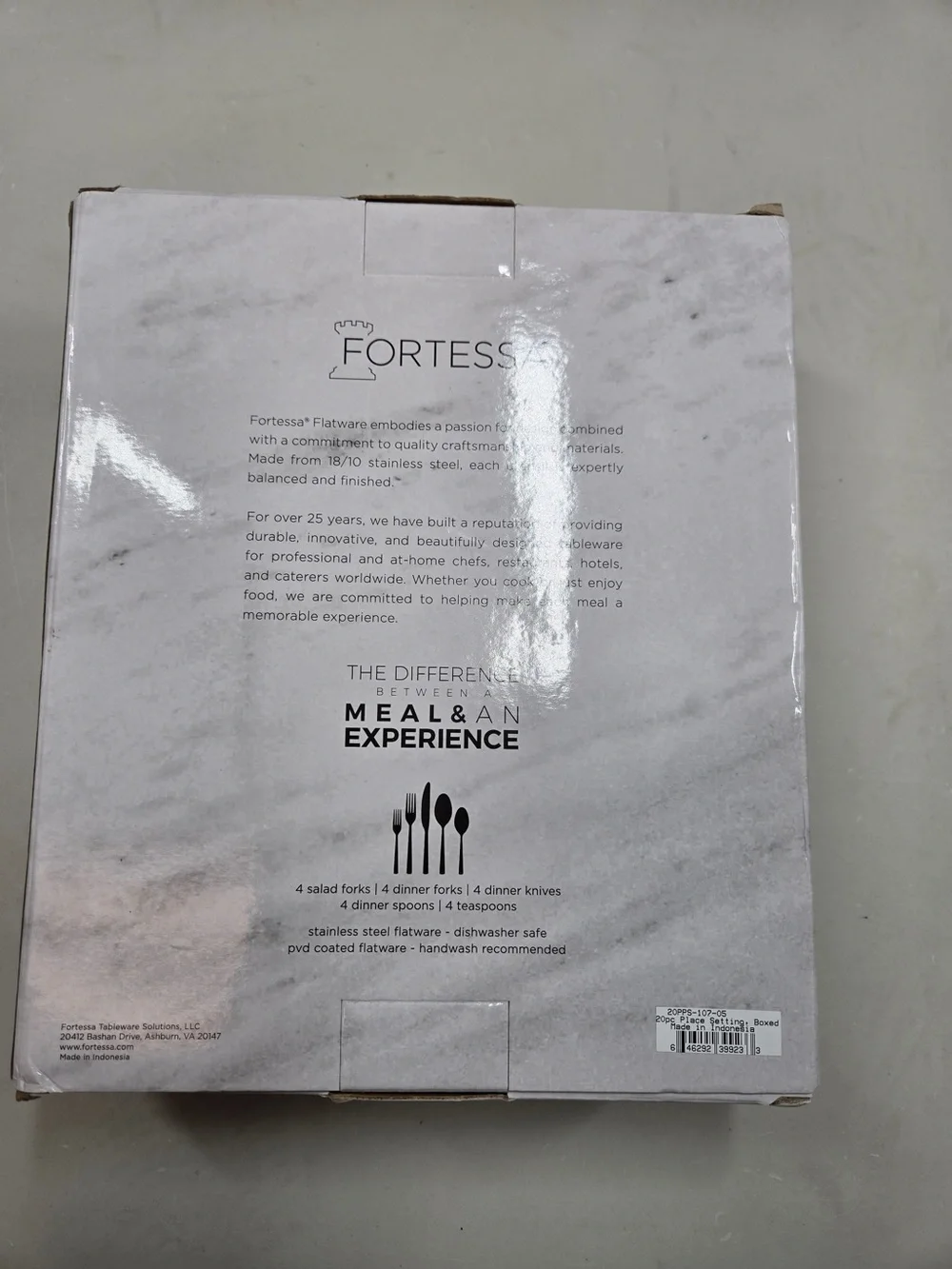 NIB FORTESSA Constantin 20 Piece Flatware Set Stainless Steel 0188